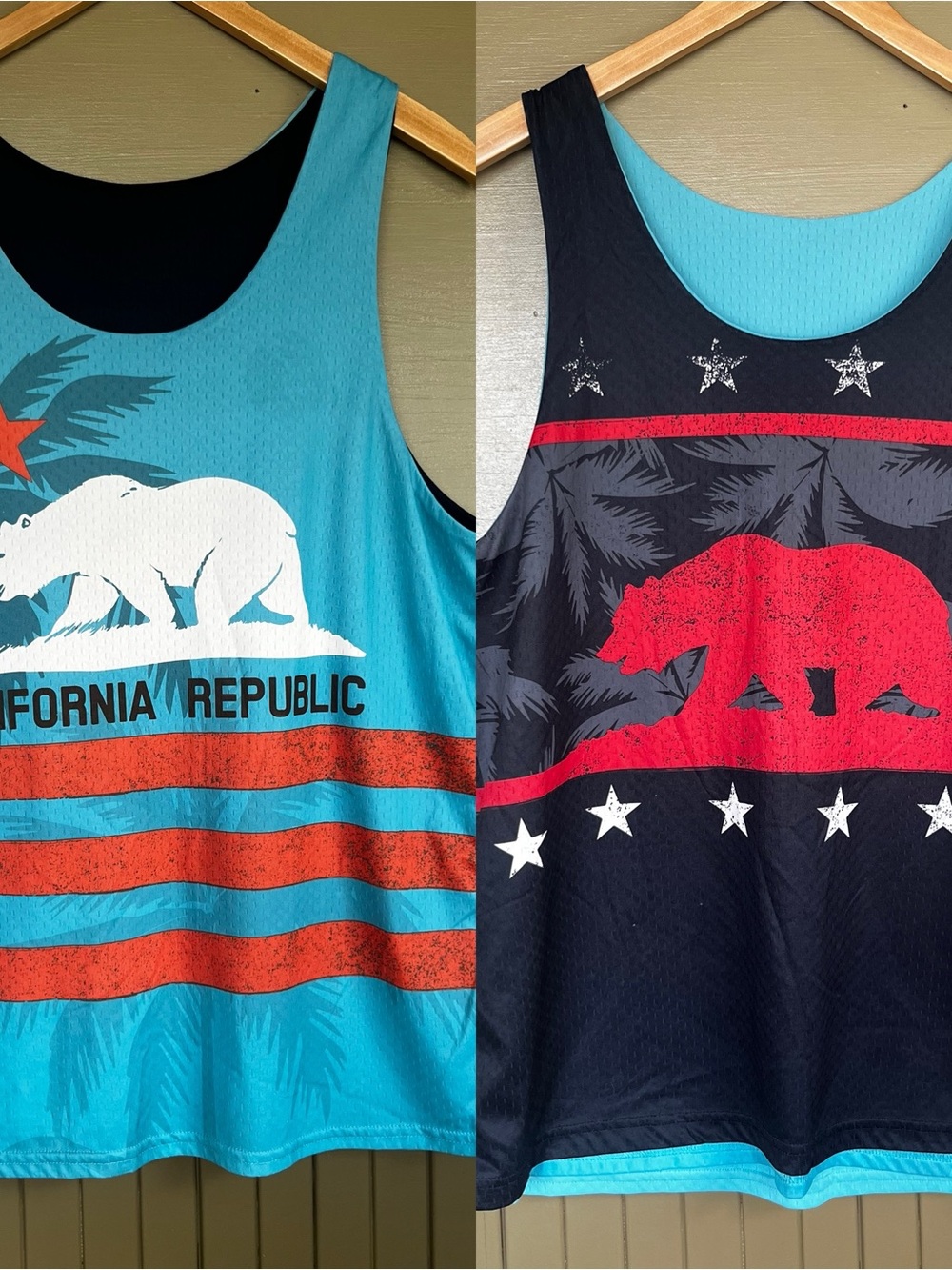 California Republic Bear Graphic Reversible Mesh Athletic Tank